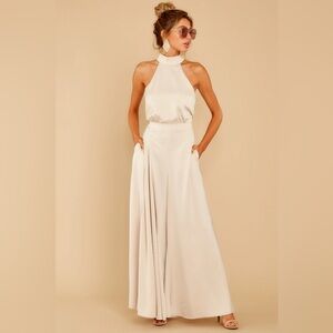 There’s No One Else Champagne High Neck Jumpsuit